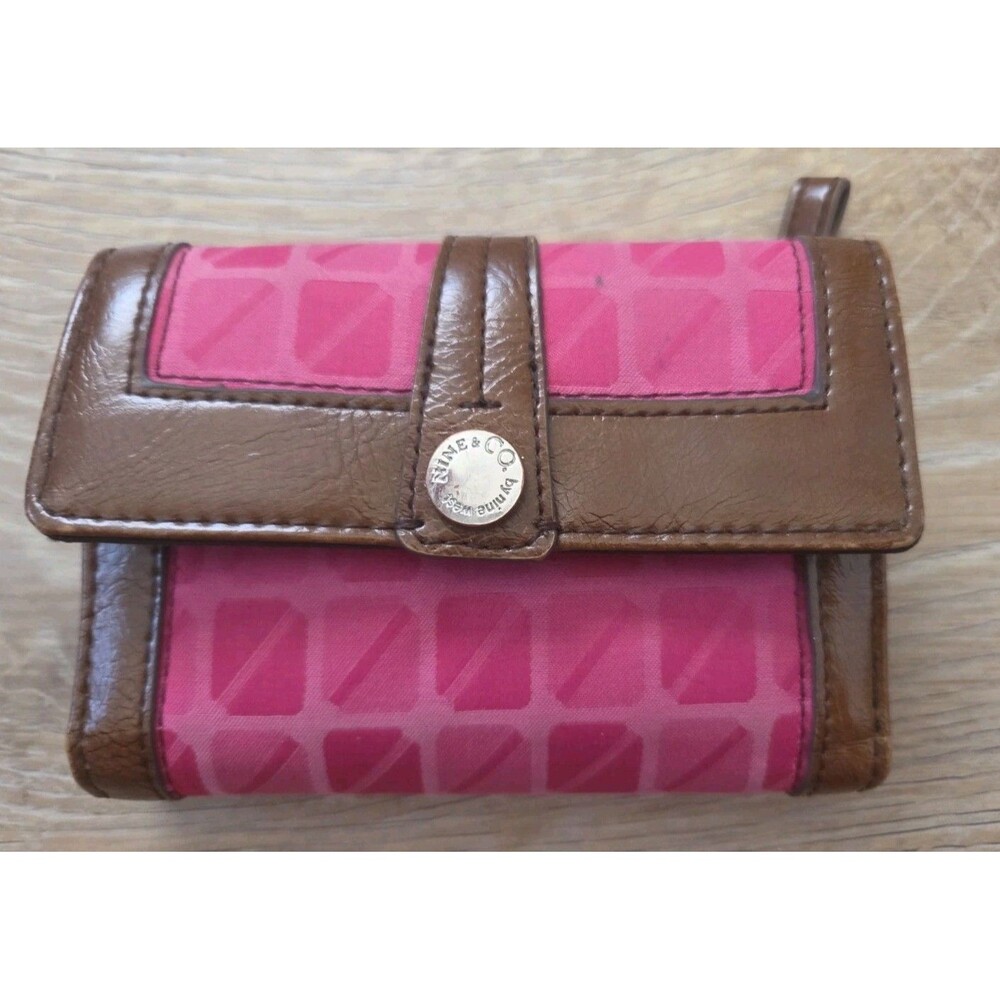 Nine & Co Pink Color Block Tri-Fold Wallet.